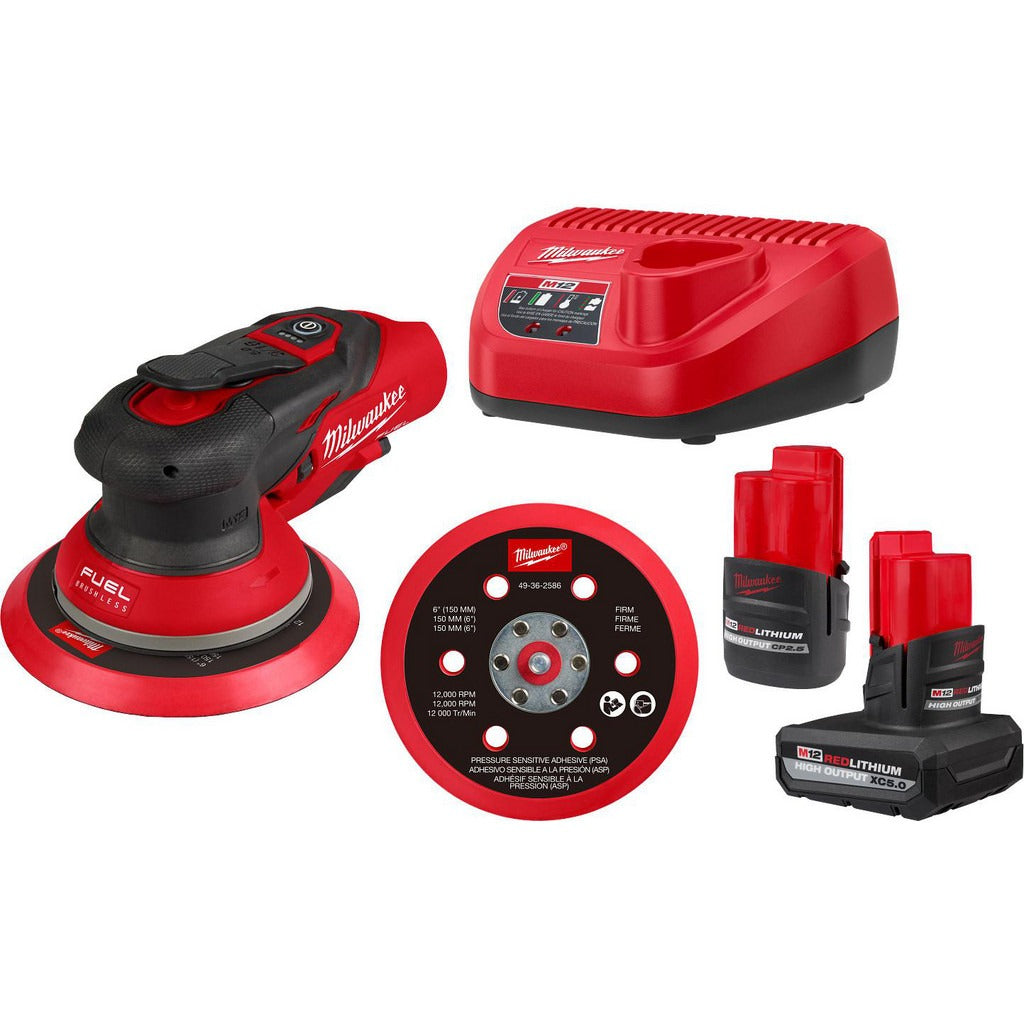 MILWAUKEE Milwaukee Tool 2585-22CX 6 in M12 Random Orbital Sander Kit