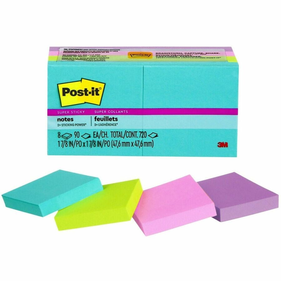 3M 3M MMM6228SSMIA Super Sticky Notes Supernova Neons 2 x 2 (720 sheets / 8 pads)