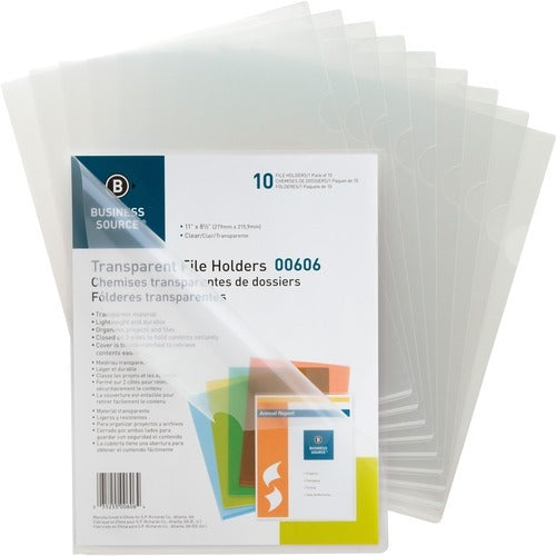 BUSINESS SOURCE Business Source BSN00606 Clear Poly File Holders 10 Pack