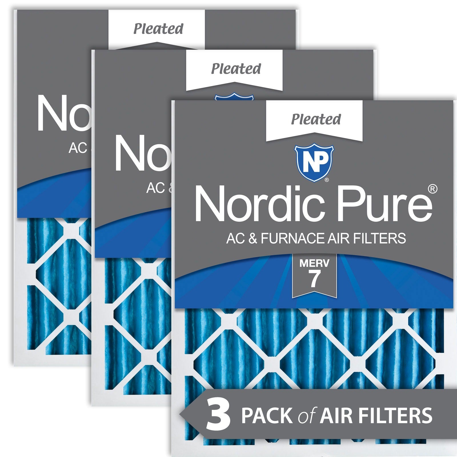 NORDIC PURE Nordic Pure 20x24x2M7-3 Pleated Air Filter Merv 7 3 Pack