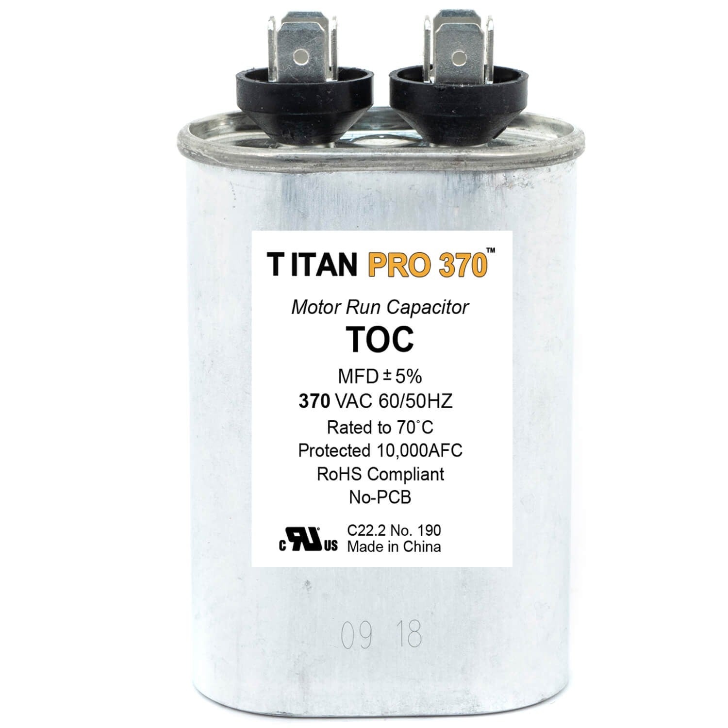 TITAN PRO Titan Pro TOC60 Motor Run Capacitor 60 MFD (Oval) Packard 325P606H37C46N4X