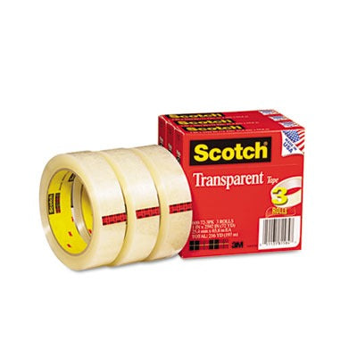 3M 3M MMM600723PK Transparent Tape 72 yd x 1 inches (3 Pack) 600-72-3PK