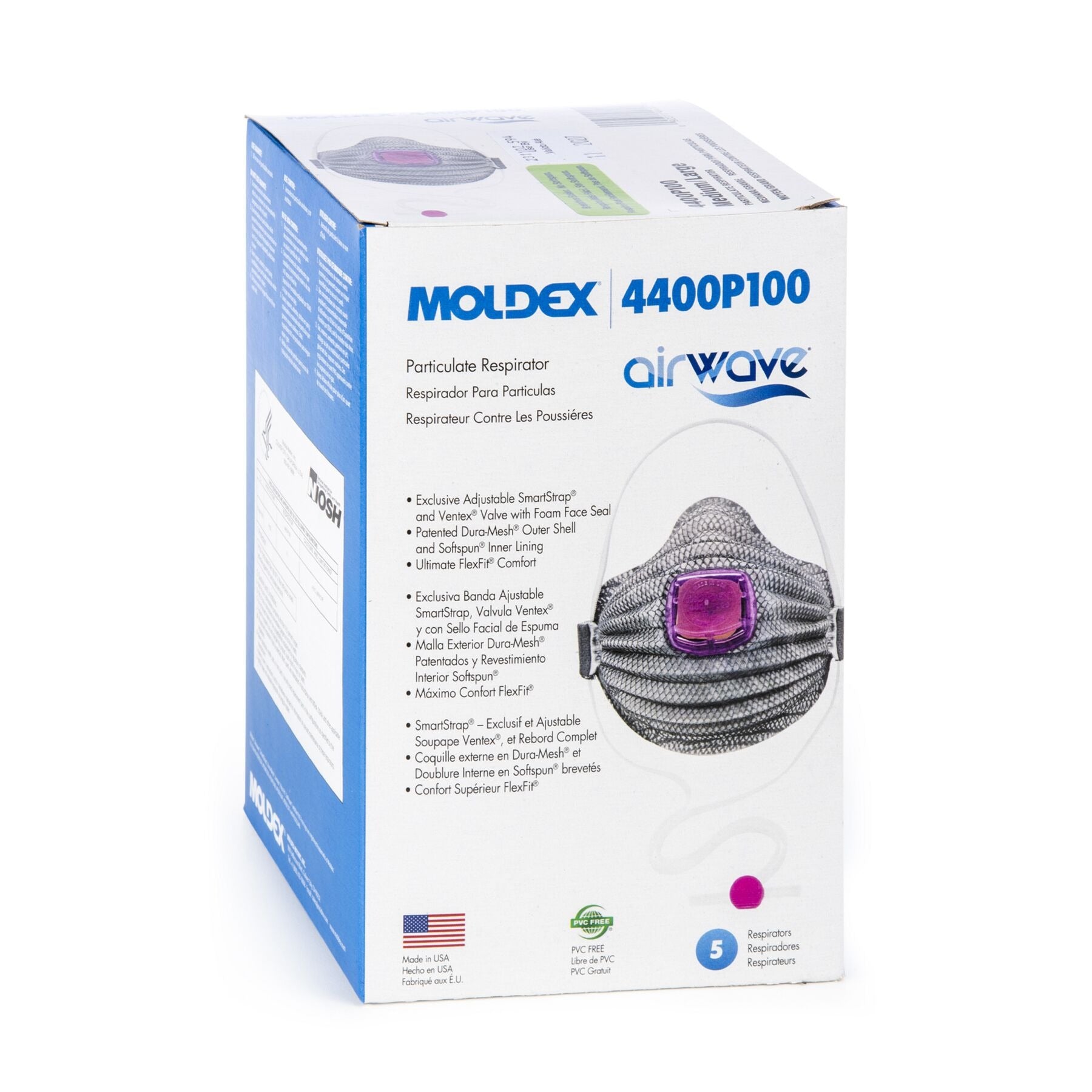 MOLDEX Moldex 4400 AirWave P100 Disposable Particulate Respirator (Medium/Large 5 per Box)