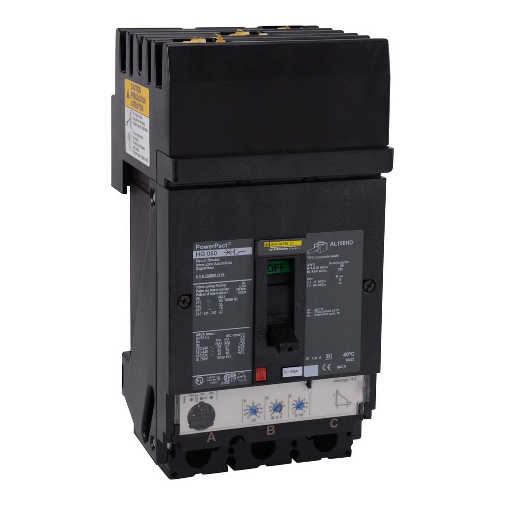 Square D HGA36060U31X Circuit breaker, P PowerPact H (60A 3 Pole)