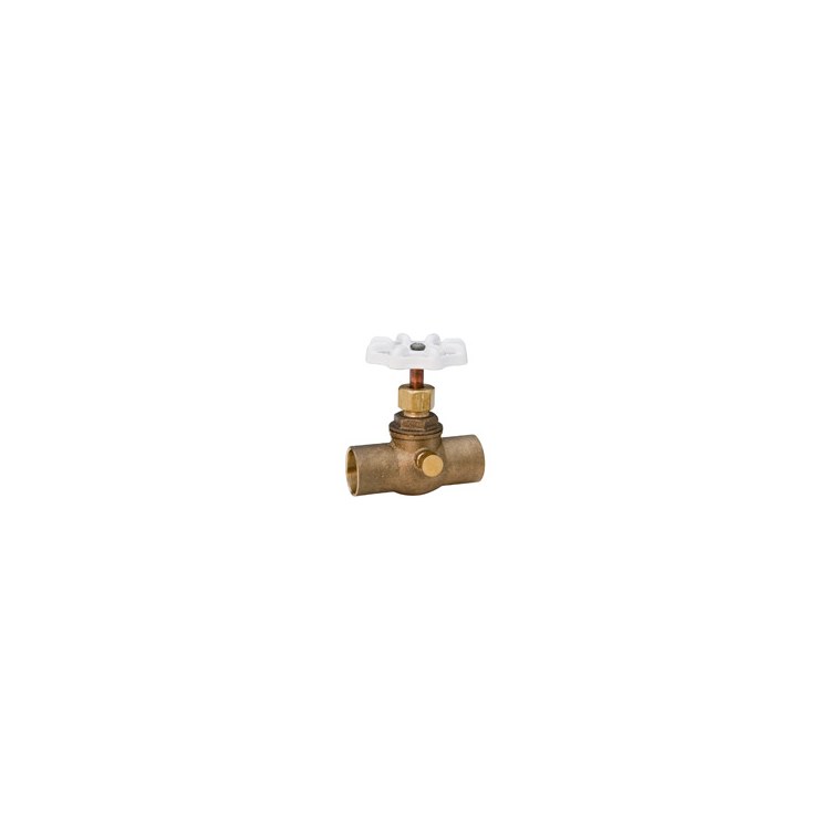 Nibco 726-12 Stop and Waste Valve Straight Inline Shut-Off 1/2 Inch Lead Free Bronze Cup x Cup EPDM Seal