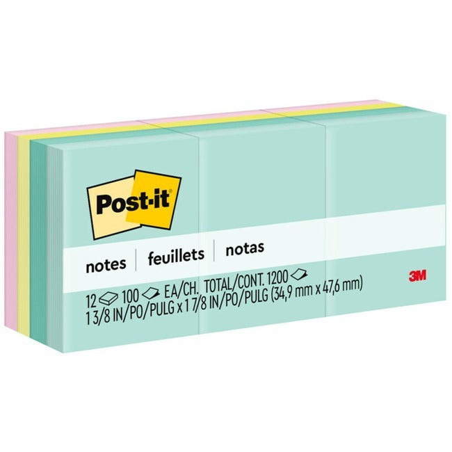 3M 3M MMM653AST Post-it Notes Beachside Cafe 12 Pack