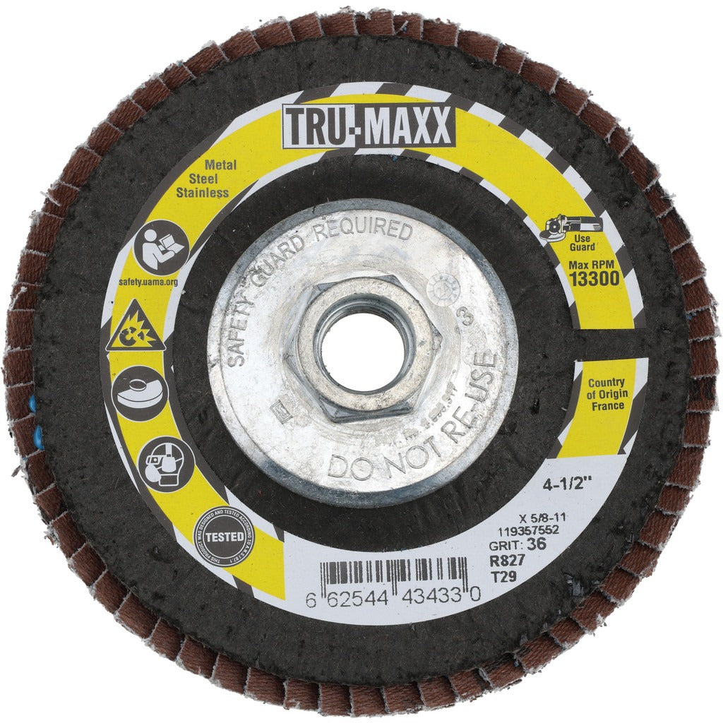 TRU-MAXX Tru-maxx 66254443433 Flap Disc 36 Grit 4-1/2 in Type 29