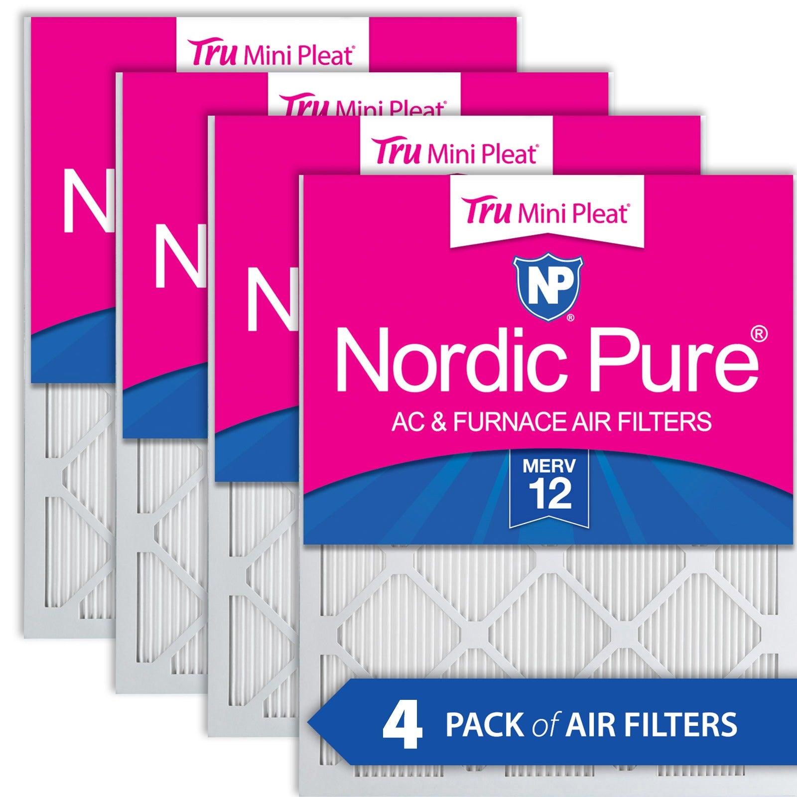 NORDIC PURE Nordic Pure 18x25x1M12MiniPleat-4 Merv 12 Mini Pleat Filter