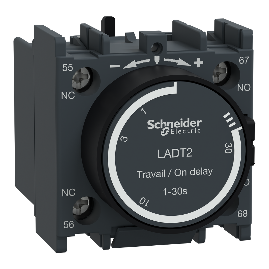 Schneider Electric LADT2 Time Delay Auxiliary Contact Block 690 VAC 1NO 1NC 0.1 to 30 Second