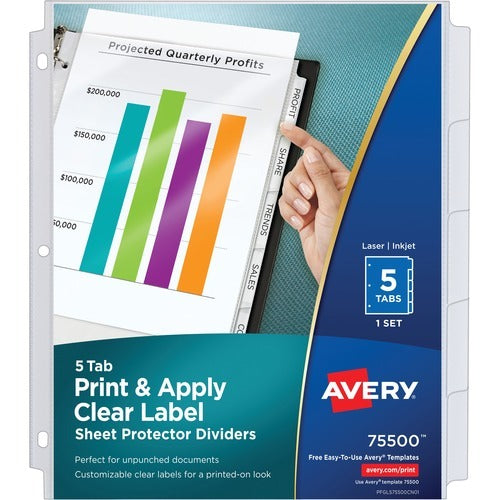 AVERY Avery AVE75500 Clear Pocket Divider 5 Tabs Set of 5