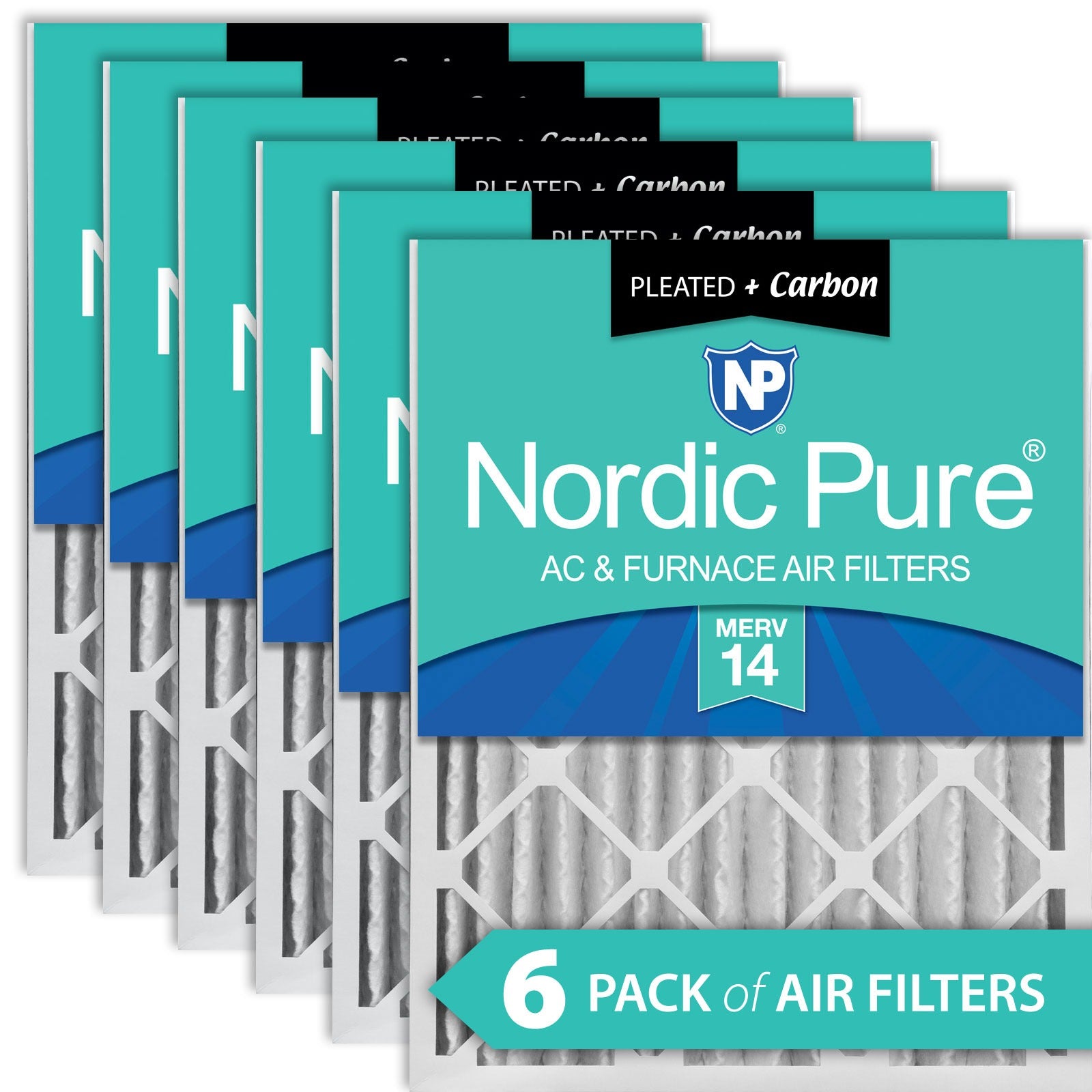 NORDIC PURE Nordic Pure 12x24x4M14+C-6 Merv 14 Plus Carbon Filter 6 Pack