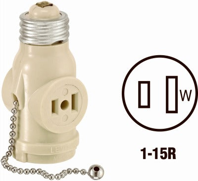 LEVITON Leviton Mfg Co 008-01406-00I Socket Adapter 660W 125V