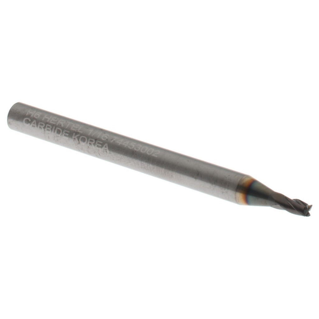 HERTEL Hertel 750570 Square End Mill 1/16 in 4 Flute Carbide Ticn