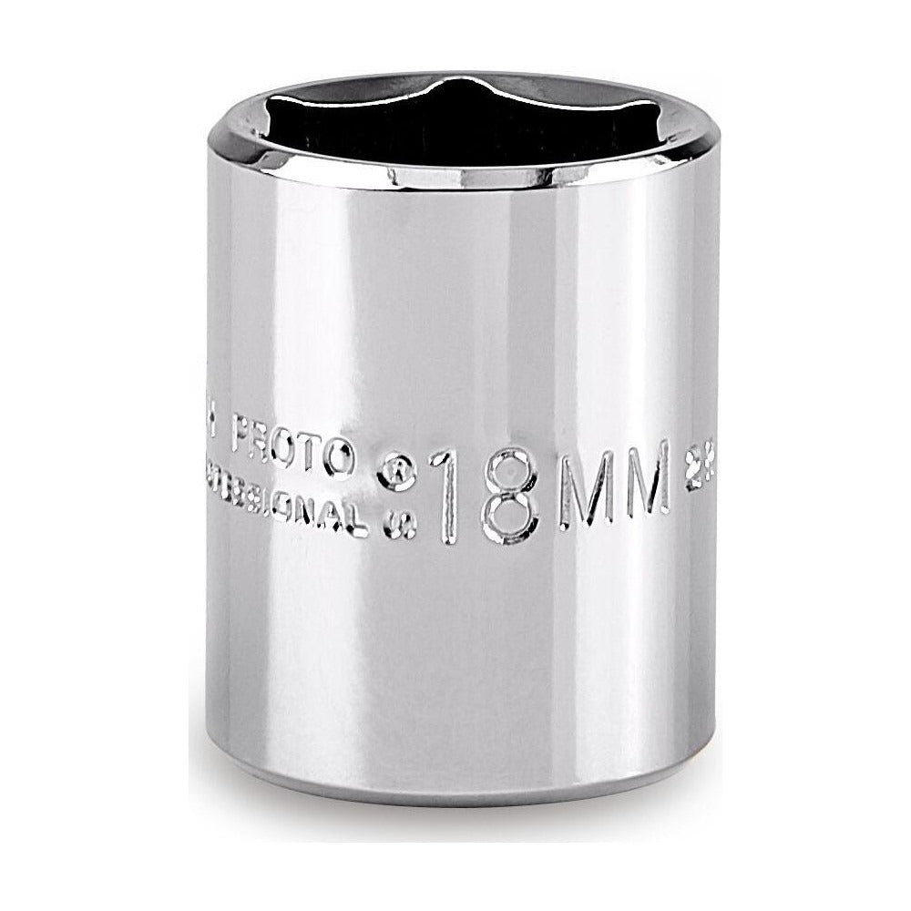 PROTO Proto J5218MH 18mm 3/8 Drive 6-point Chrome Hand Socket