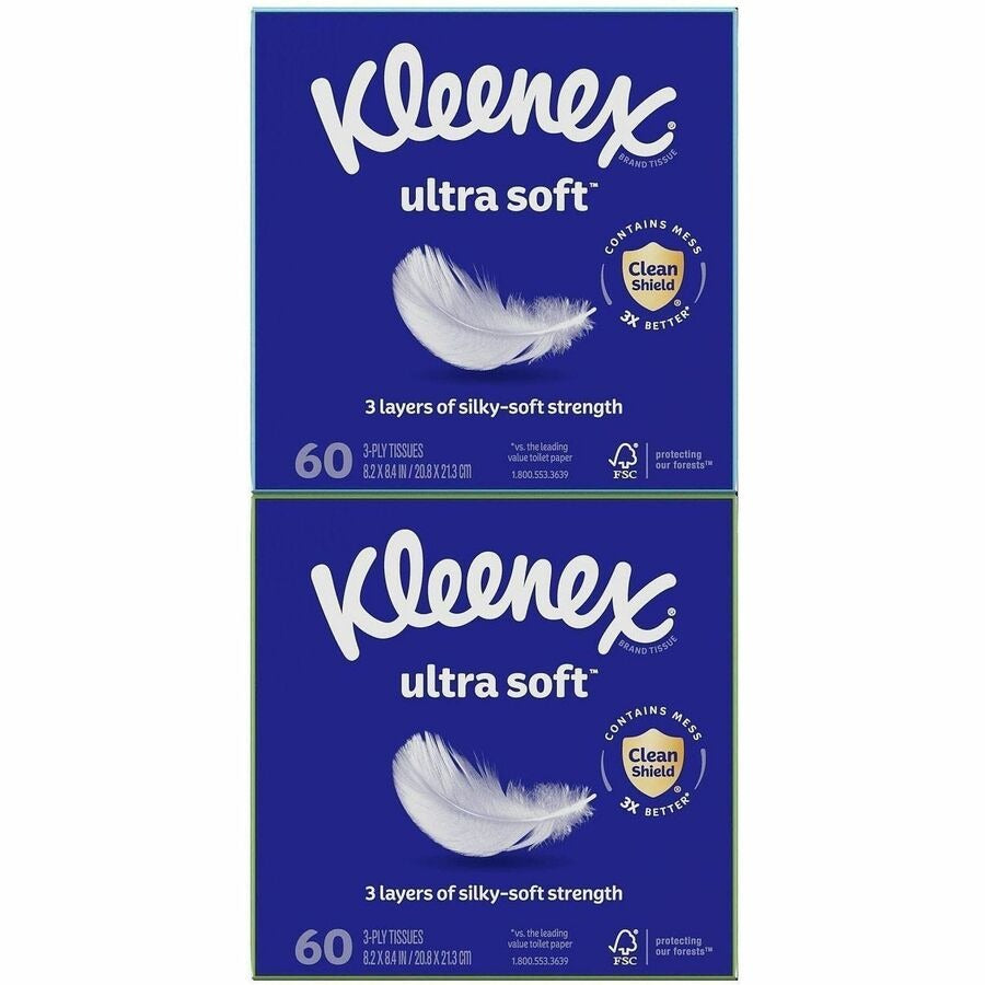 KIMBERLY-CLARK Kimberly-Clark KCC54308 Kleenex Ultra Soft Tissues 3 ply (60/Box, 4/Pack) 54308