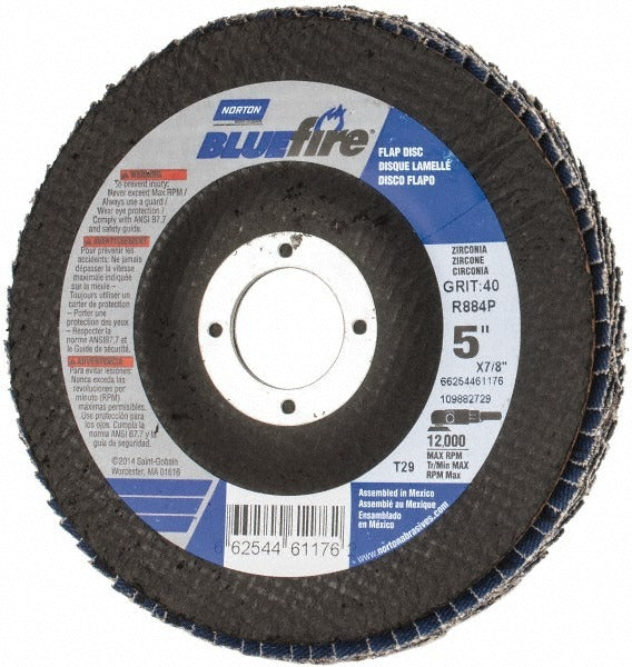 NORTON Norton 66254461176 Flap Disc 5 Inch 40 Grit Type 29