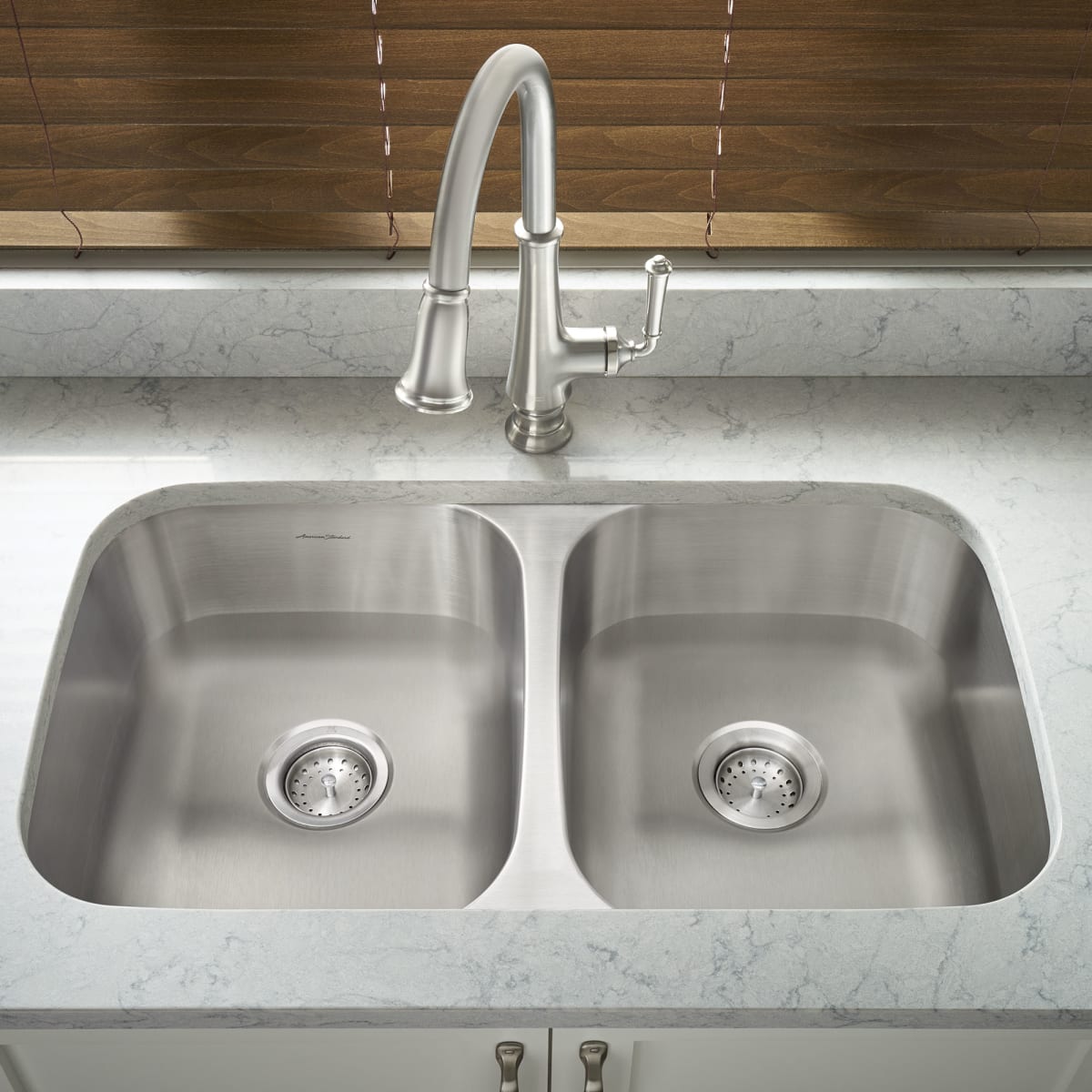 American Standard 18DB.9311800S.075 Portsmouth 32 x 18 Stainless Steel Undermount Double Bowl Sink