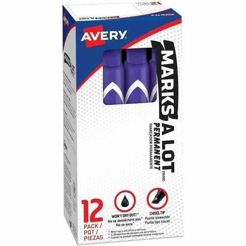 AVERY Avery AVE08884 Chisel Tip Permanent Marker Purple Dozen