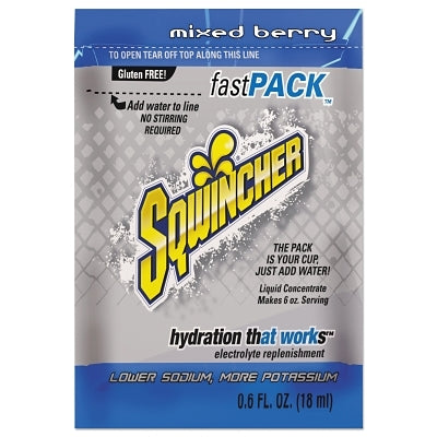 Sqwincher 159015300 Fast Pack Mixed Berry Liquid Concentrate 0.6 fl oz Pack