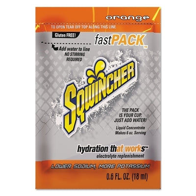 Sqwincher 159015304 Fast Pack Drink Mix Orange 0.6 fl oz Pack