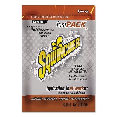 Sqwincher 159015306 Fast Pack Drink Mix Tea 0.6 fl oz Pack Yields 6 oz