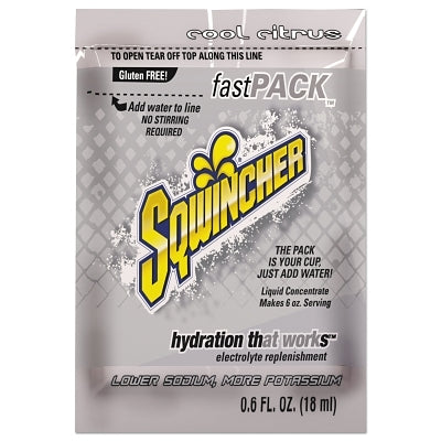 Sqwincher 159015310 Fast Pack Drink Mix Cool Citrus 0.6 fl oz Pack Yields 6 oz