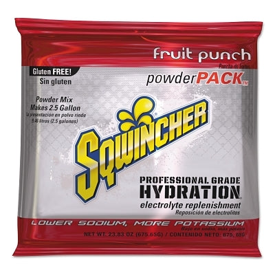 Sqwincher 159016042 Powder Packs Fruit Punch 23.83 oz Pack Yields 2.5 gal