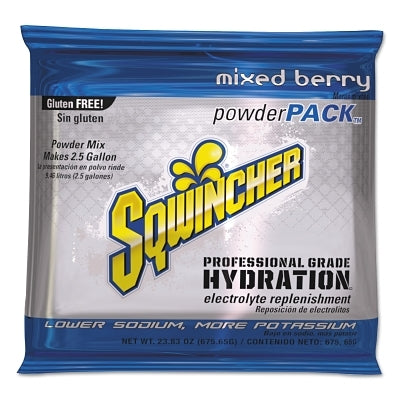 Sqwincher 159016048 Powder Packs Mixed Berry 23.83 oz Yields 2.5 gal