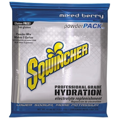 Sqwincher 159016400 Powder Packs Mixed Berry 47.66 oz Pack Yields 5 gal