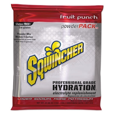 Sqwincher 159016405 Powder Packs Fruit Punch 47.66 oz Pack Yields 5 gal