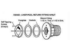 Pentair 542429 Wall Fitting Concrete Vinyl Liner Pool White 1.5 inch FPT x 1.5 inch SKT