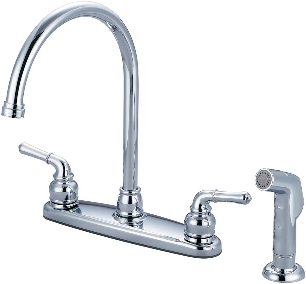 Pioneer K-5342 Kitchen Faucet, Accent, 1.5 gpm Flow Rate, 8 in Center, Gooseneck Spout, Polished Chrome