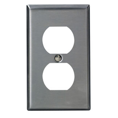 Leviton 84003 1-Gang Duplex Device Receptacle Wallplate, Standard Size, Device Mount, Stainless Steel