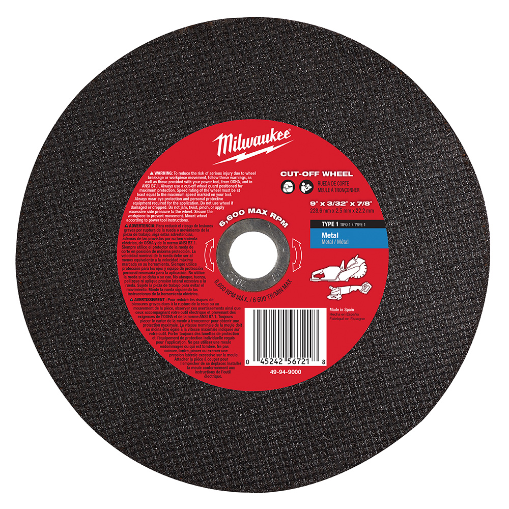 Milwaukee 49-94-9000 9 x 3/32 x 7/8 Metal Cut-Off Wheel