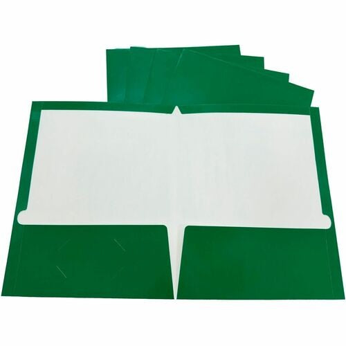 BUSINESS SOURCE Business Source BSN44427 Two-pocket Folder Green Box of 25