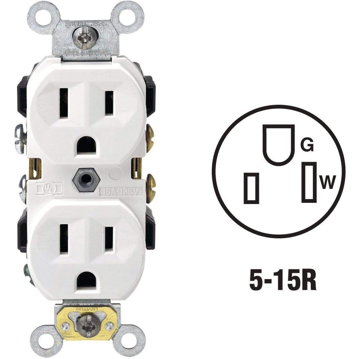LEVITON Leviton S02-0CR15-0WS Commercial Grade 5-15R Duplex Outlet 15A (Each)