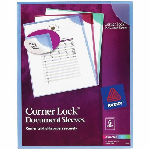 AVERY Avery AVE72262 Corner Lock Document Sleeve 6-pack