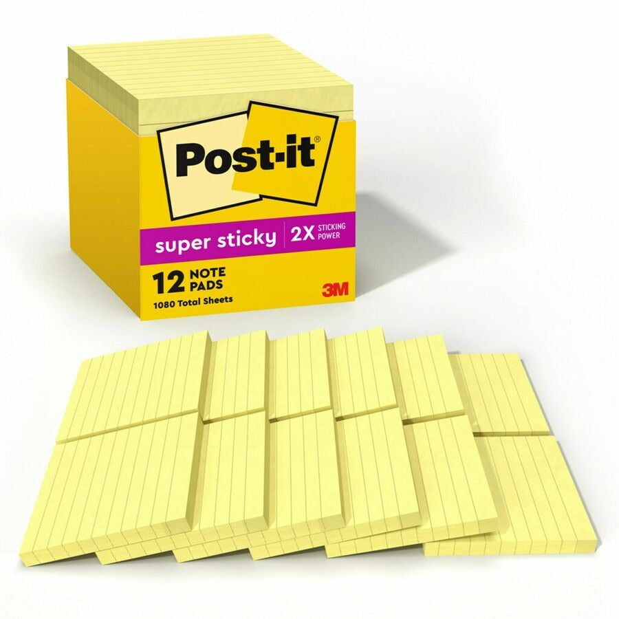 3M 3M MMM67512SSCP Post-it Super Sticky Lined Notes 4 x 4 12 Pads/Pack 67512SSCP