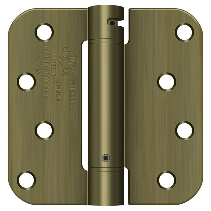 DELTANA Deltana DSH4R55 Spring Hinge 4x4 5/8 Radius Antique Brass