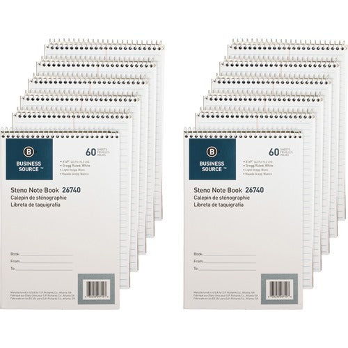 BUSINESS SOURCE Business Source BSN26740PK Steno Notebook 60 Sheets Pack 12