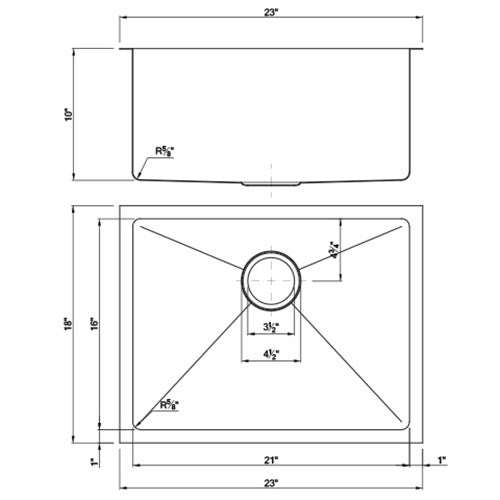 DAKOTA Dakota Plumbing Products DSM-2318GBK Undermount Bar Sink