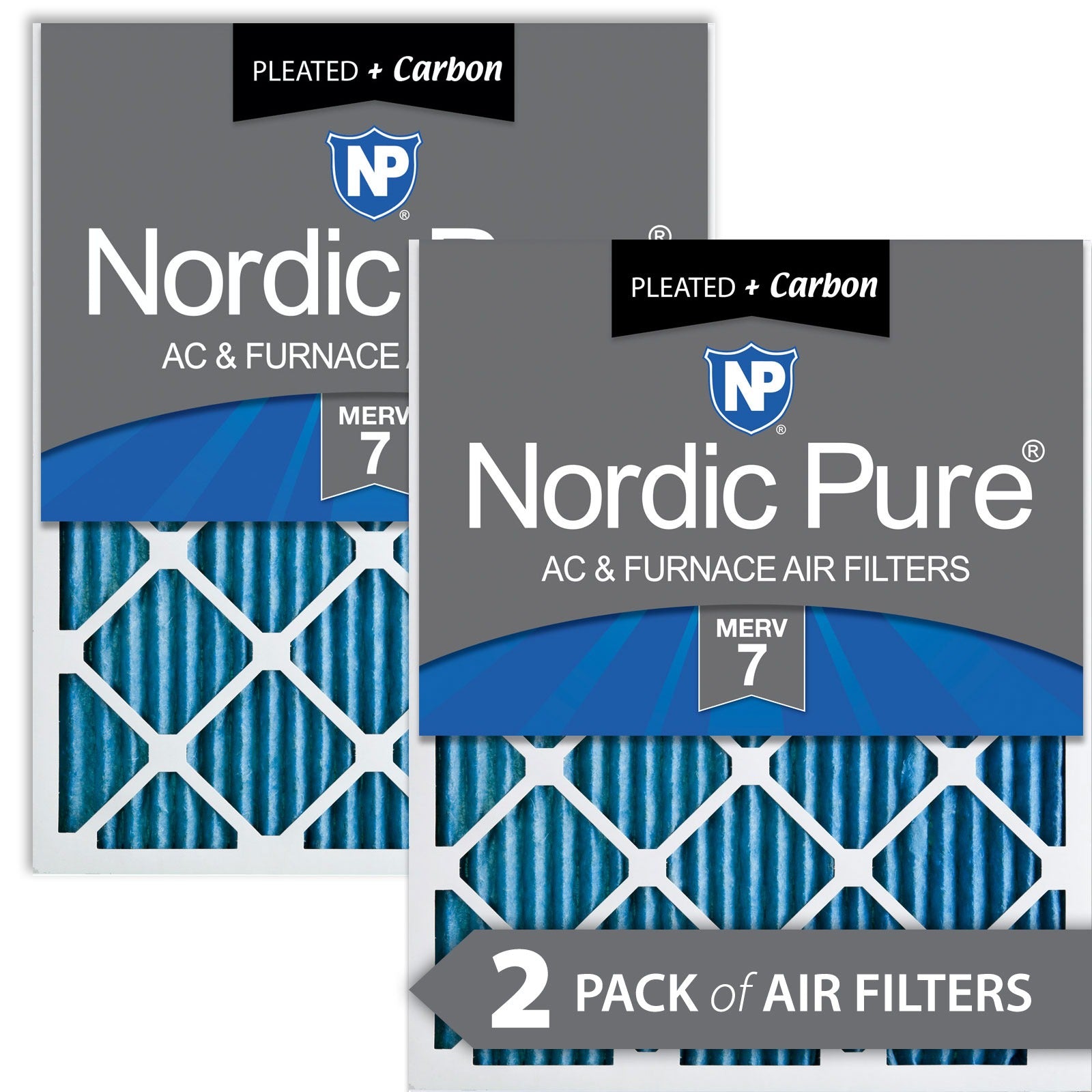 NORDIC PURE Nordic Pure 15x20x1M7+C-2 Merv 7 Plus Carbon Air Filter 2 Pack
