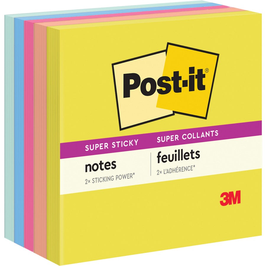 3M 3M MMM6545SSJOY Post-it Super Sticky Note Pads Super Sticky 3 in x 3 in 5 Pack 6545SSJOY
