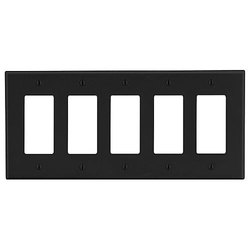 HUBBELL Hubbell Premise Wiring P265BK 5-gang Decorator Wallplate