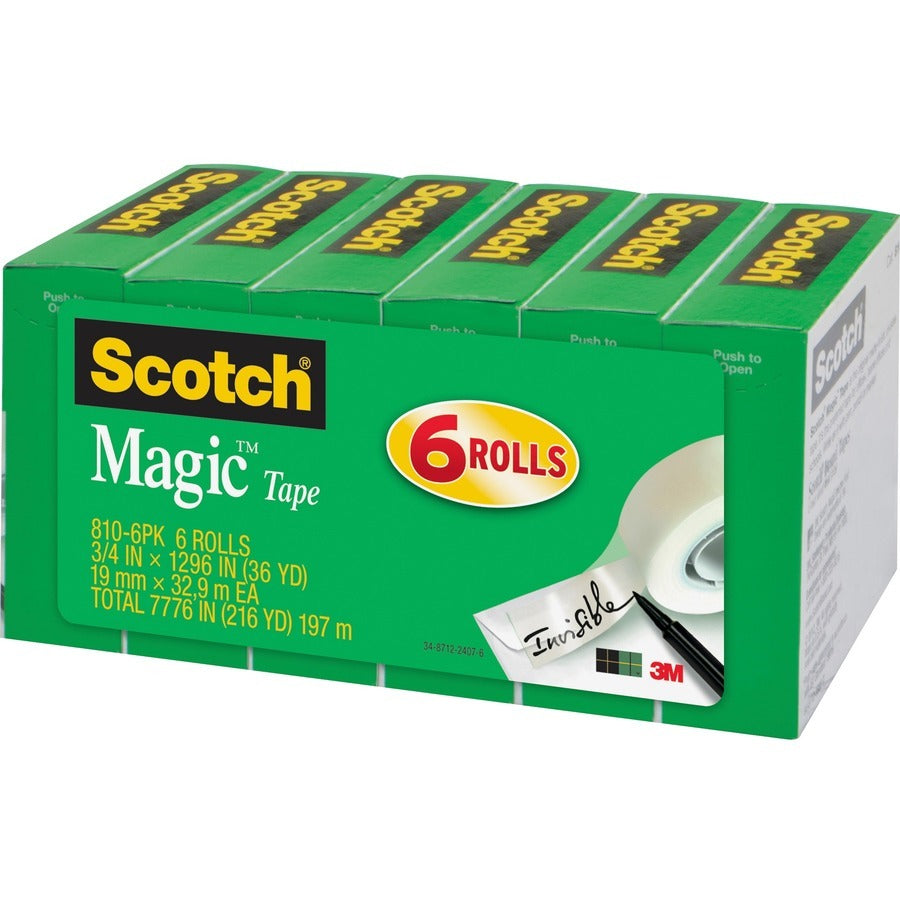 3M 3M MMM8106PKBD 3/4 inchesW Magic Tape (3/4 x 1296 in, 6 Pack) 8106PKBD