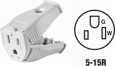 LEVITON Leviton Mfg Co 002-3W102-0WH 15A Straight Blade Connector