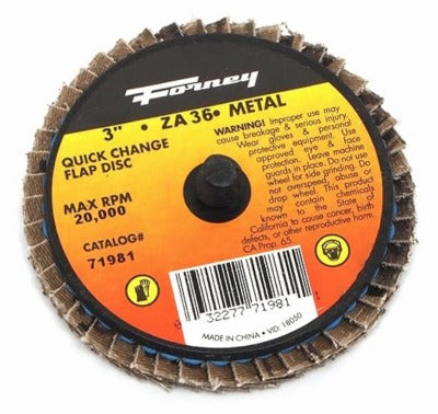 FORNEY Forney Industries 71981 Quick Change Flap Disc 36 Grit