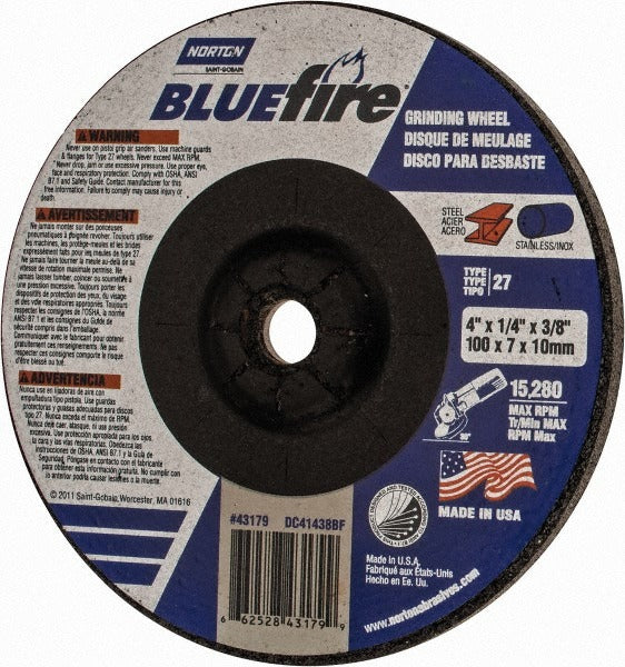 NORTON Norton 66252843179 Type 27 Grinding Wheel 4 in 24 Grit