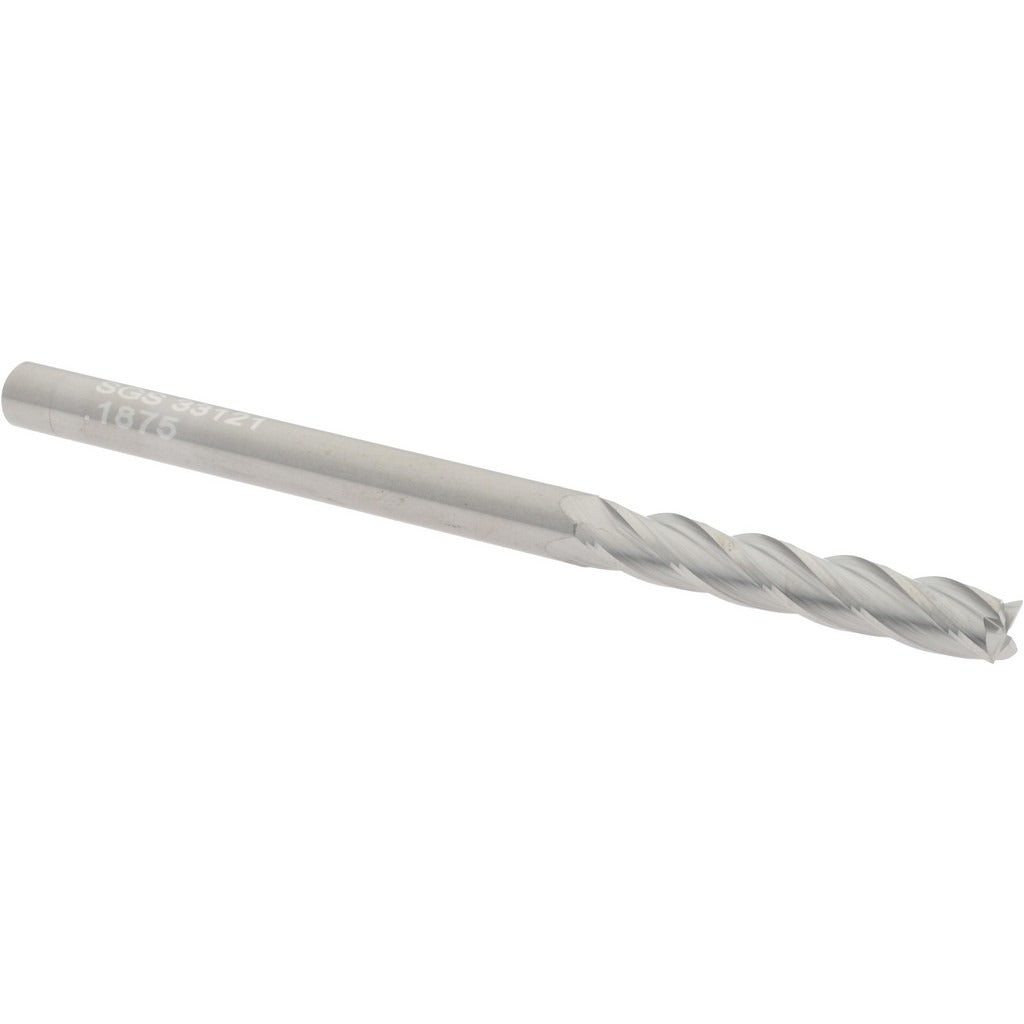 KYOCERA SGS PRECISION TOOLS Sgs 33121 Square End Mill 3/16 in 4 Flute Solid Carbide