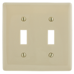 Hubbell NP2I 2-Gang 2-Toggle Switch Wallplate Ivory Nylon Standard